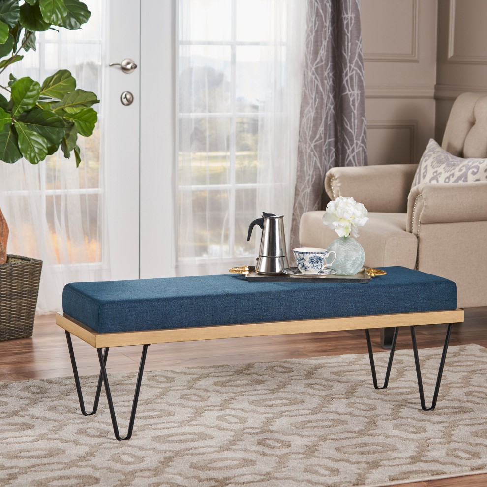 GDF Studio Elaina Industrial Modern Fabric Bench   Midcentury   Upholstered Benches   by GDFStudio  Houzz