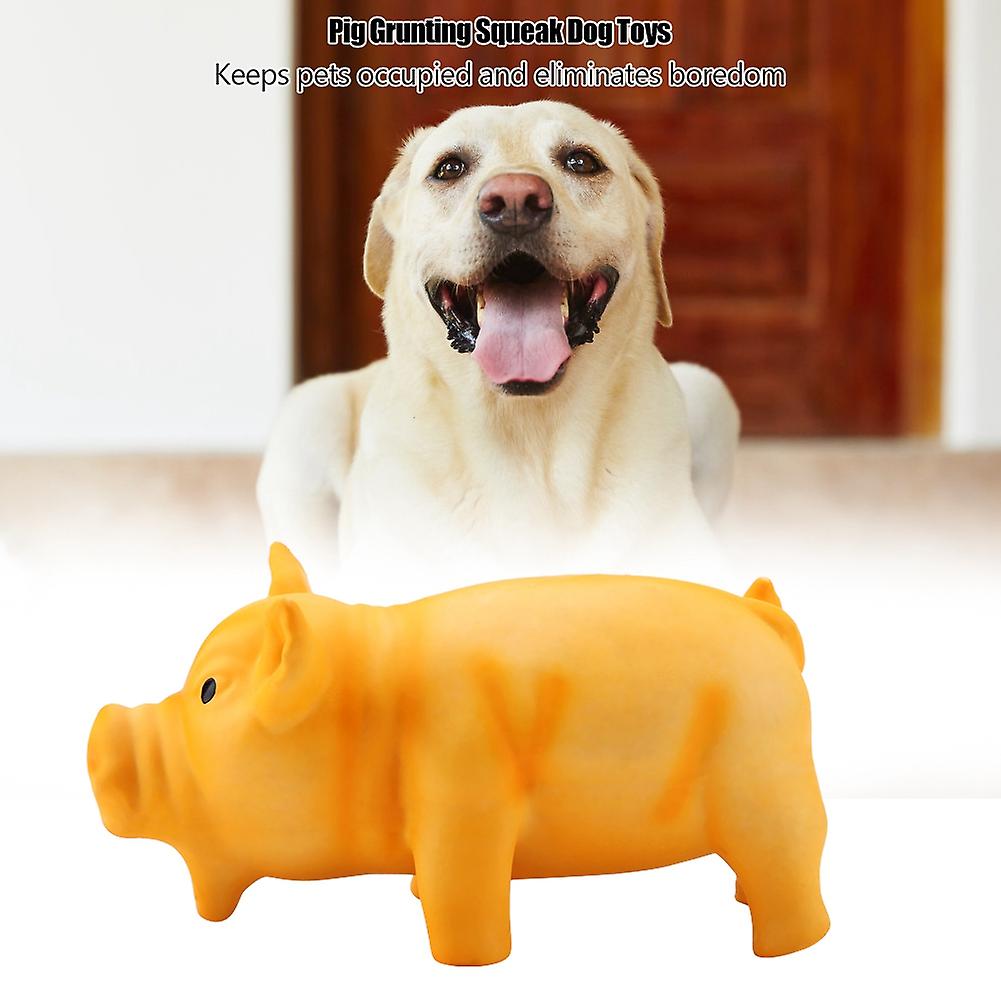 Cute Pig Grunting Squeak Latex Pet Chew Toys For Dog Puppy Toy(yellow)