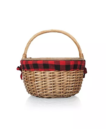 Picnic Time Country Red and Black Buffalo Plaid Picnic Basket