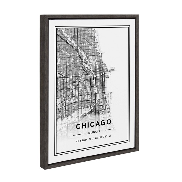 X 24 quot Sylvie Chicago Modern Map Framed Wall Canvas By Jake Goossen Gray Kate amp Laurel All Things Decor