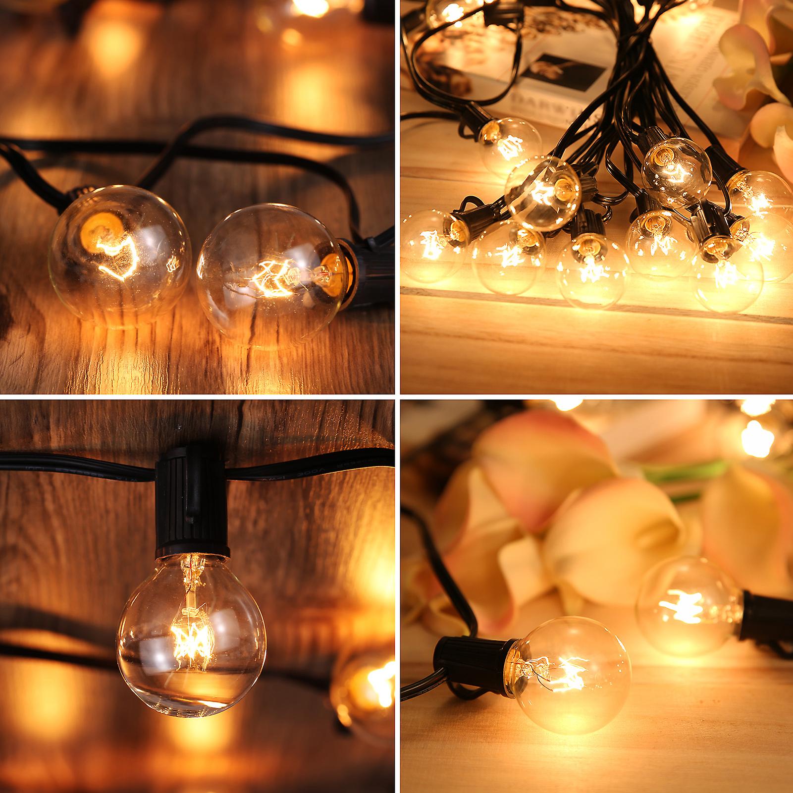 Ac220v 175w 25ft E12 Base G40 25 Globe Bulbs Incandescent String Light Patio Garden Backyard Party Christmas Holiday Wedding Decorations Warm White No