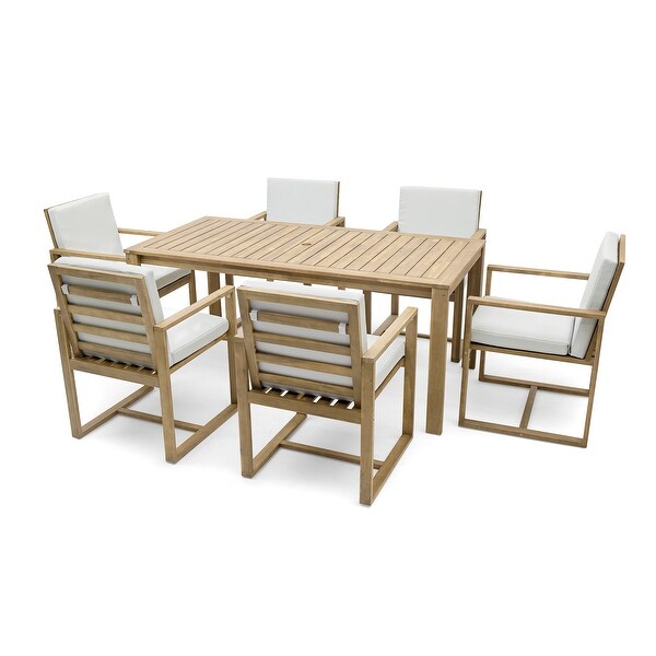 Patio Dining Set Outdoor Dining Table and Chair Set，Light Teak