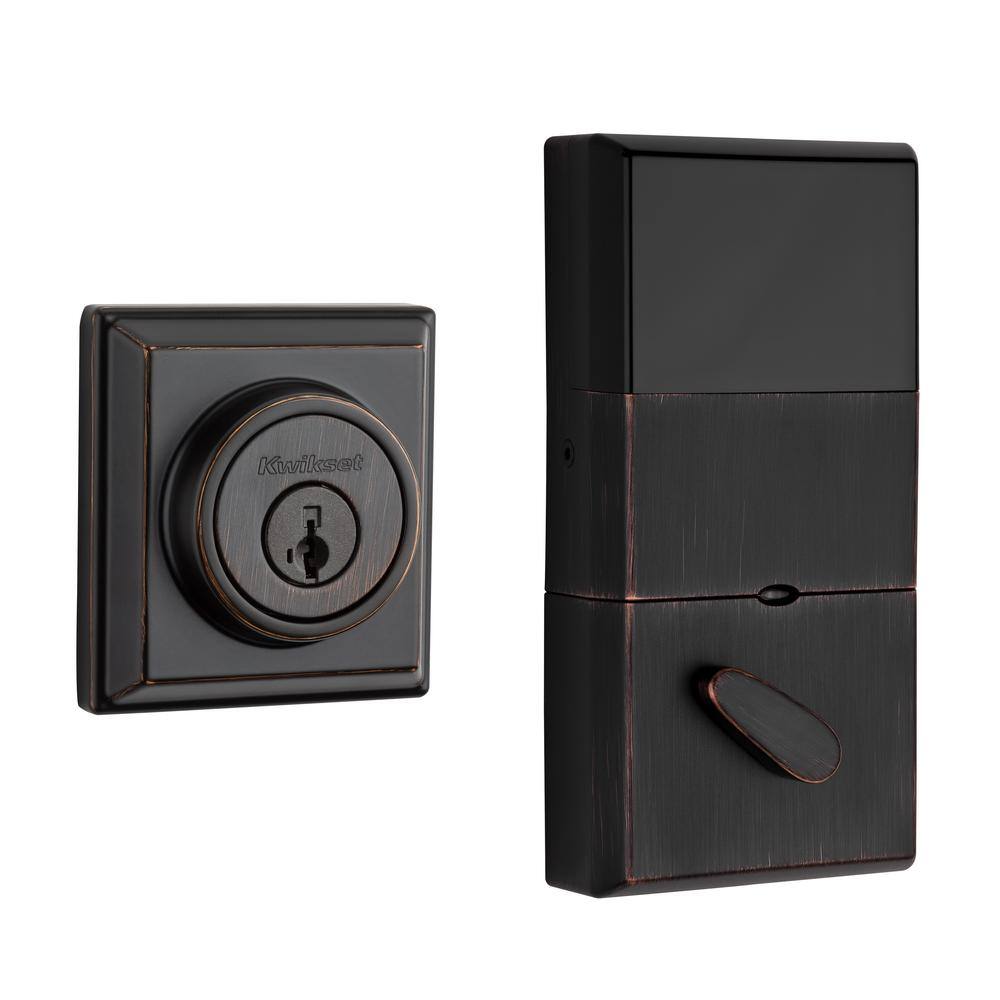 Kwikset 910 Signature Series Contemporary Venetian Bronze Single Cylinder Deadbolt with Home Connect Technology 910 S CNT ZW 11