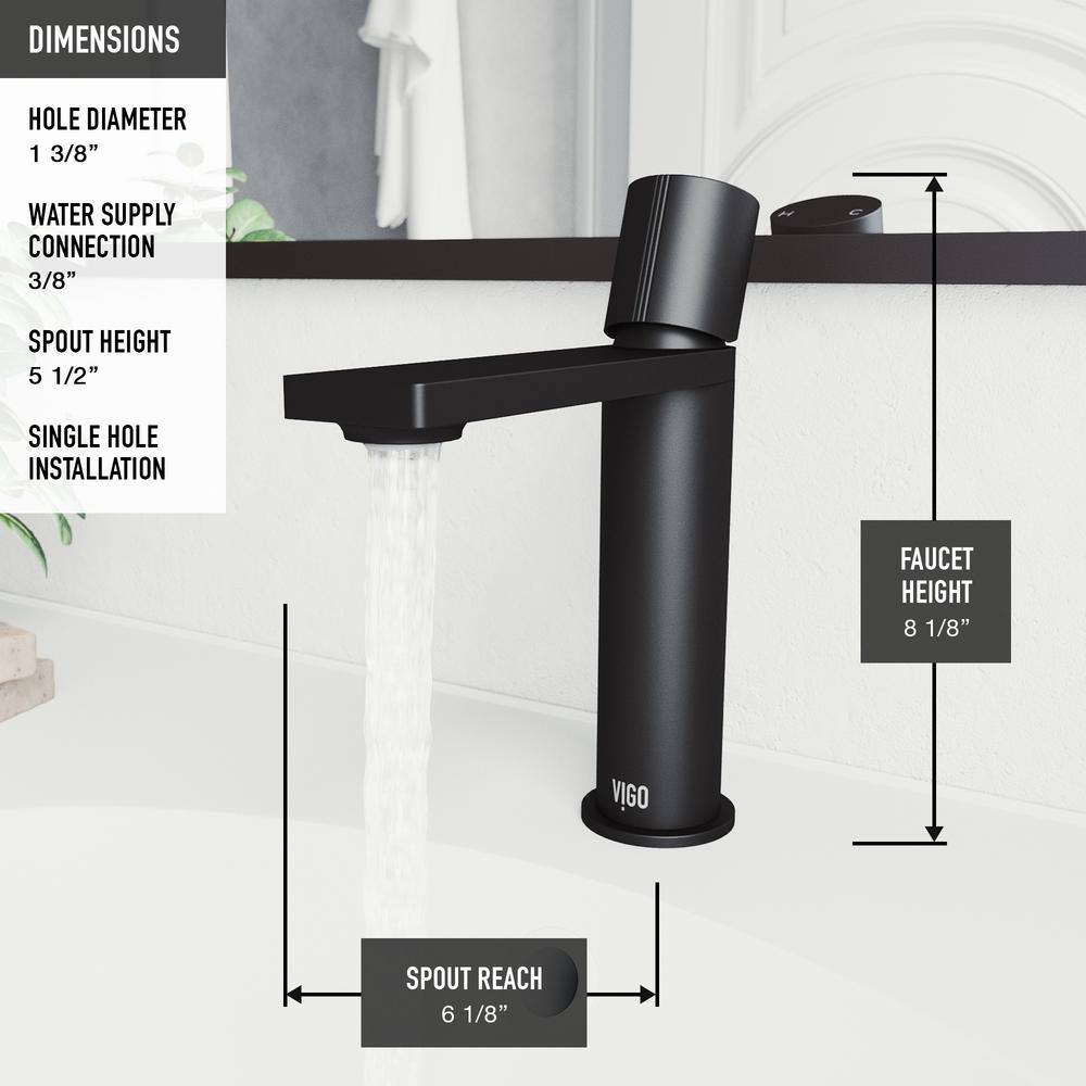 VIGO Halsey Single Handle Single-Hole Bathroom Faucet in Matte Black VG01045MB