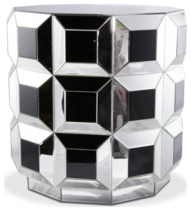 Montreal Round Mirrored Prism End Table   Contemporary   Side Tables And End Tables   by Michael Amini  Houzz