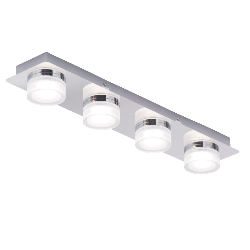 Britalia BRSPA-31737-CHR LED Polished Chrome Bathroom Modern 4 Lamp Rectangle Flush 53cm IP44