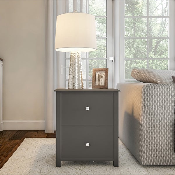 Hastings Home 2-Drawer End Table - Slate Gray