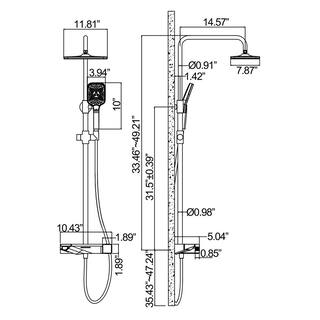 Tomfaucet Thermostatic 3-Spray Multifunction Tub and Shower Faucet with 3 Setting Handshower in Matte Black TFB1178MB