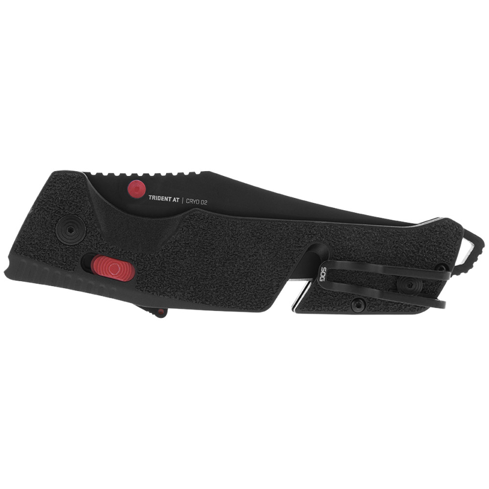 SOG Trident Pocket Knife Black and Red Straight 3.75 Blade