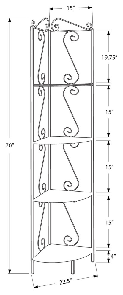 HomeRoots 15 quotx 22.5 quotx 70 quotBrown Metal Corner Shelf Bookcase   Mediterranean   Bookcases   by UStradeENT LLC  Houzz