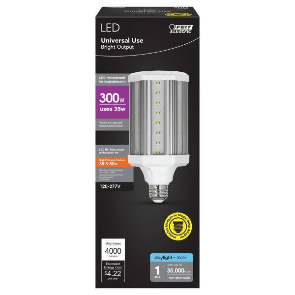 Feit Electric 300-Watt Equivalent Corn Cob High Lumen Daylight (5000K) HID Utility LED Light Bulb (1-Bulb) C40005KLEDG2HDRP