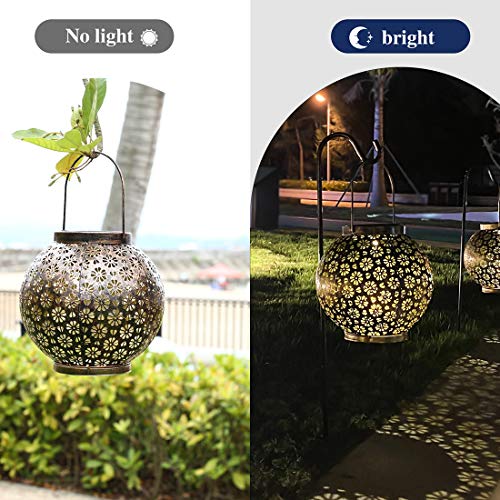 Large Solar Lantern Outdoor Hanging Lights Decorative Garden Lights Waterproof Metal Table Lamp for Garden， Yard， Tabletop， Patio， Lawn