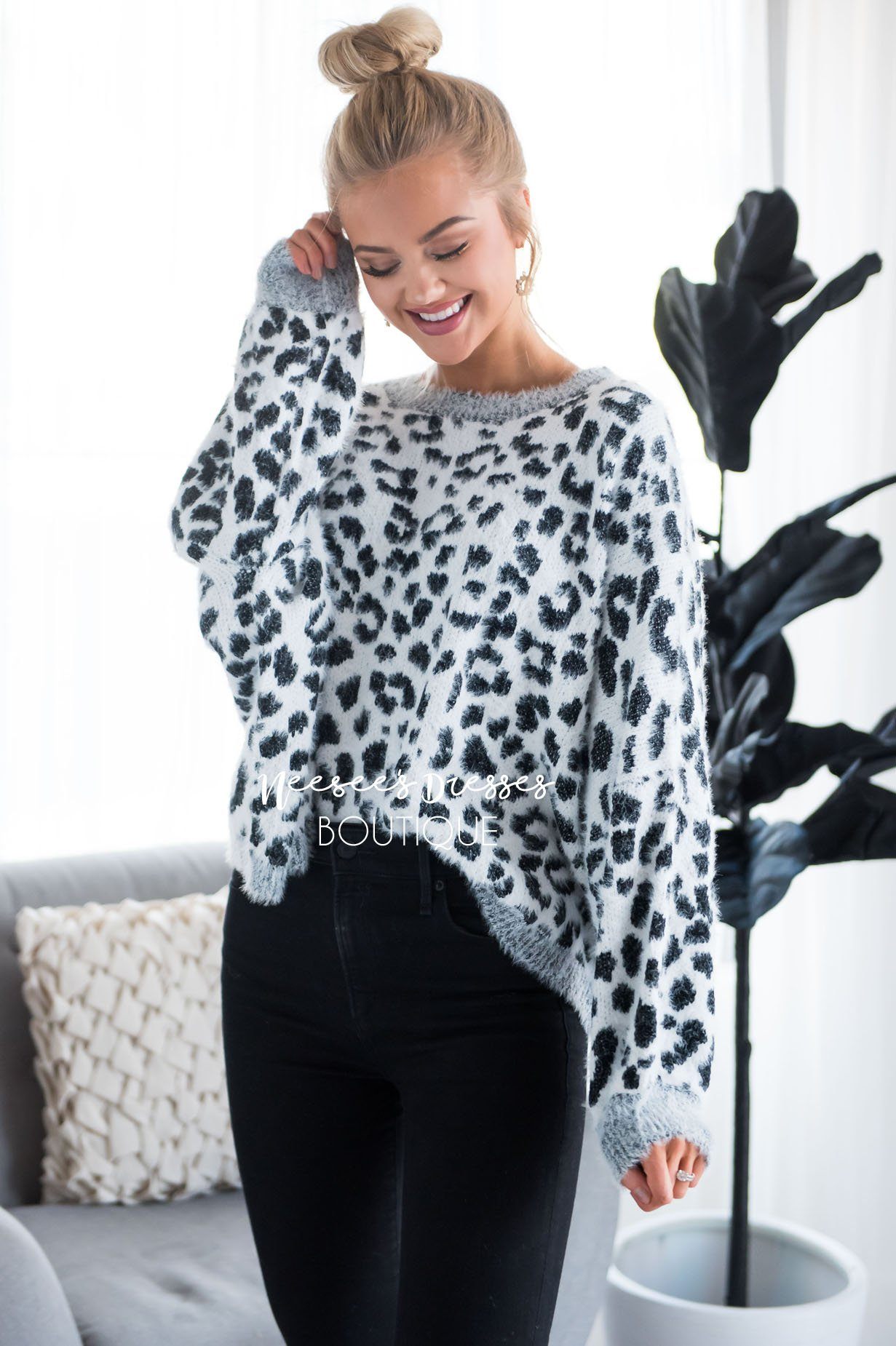 Snowy Leopard animal print sweater