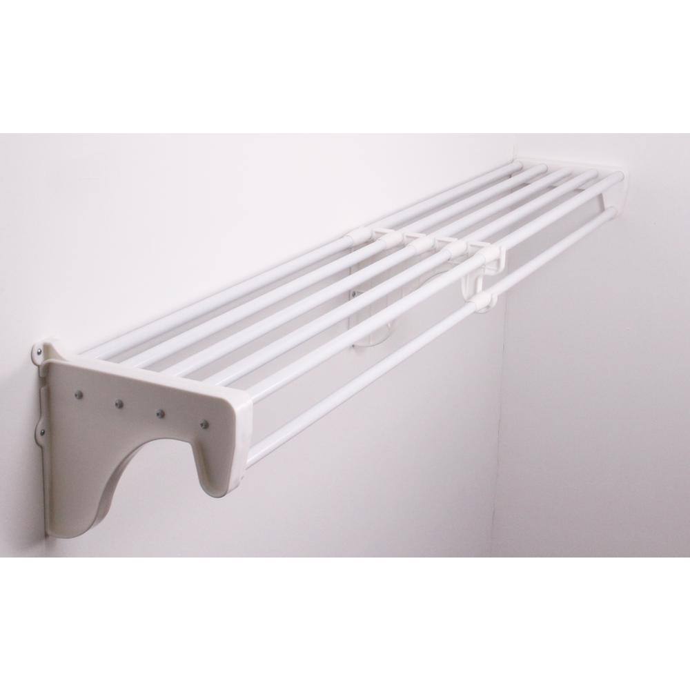 EZ Shelf Expandable DIY Closet Shelf  Rod 41 in - 74 in W White Mounts to Back Wall with 1 End Bracket Wire Closet System EZS-SCRW72-1-1