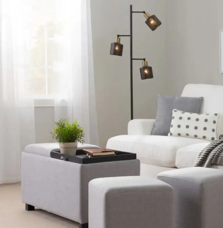 Tres Rubbed Bronze Can-Style Floor Lamp