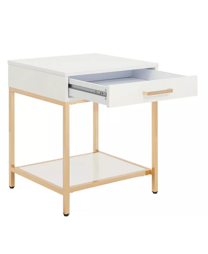 Office Star Alios End Table with Gold Chrome Plated Base