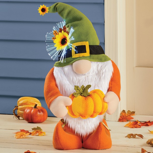 Collections Etc Extendable Fiber Optic Fall Gnome Porch Greeter 11 X 7 X 36