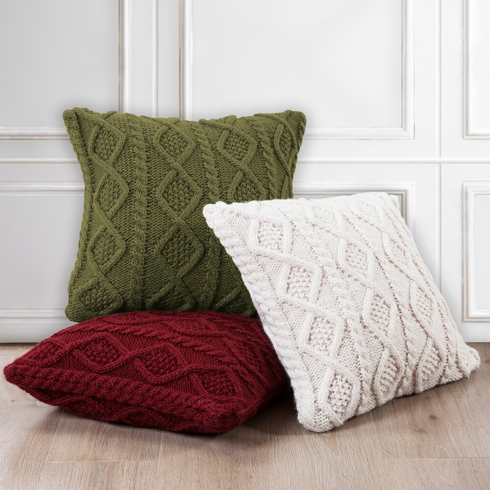 HiEnd Accents Cable Knit Soft Diamond Throw Pillow  18\