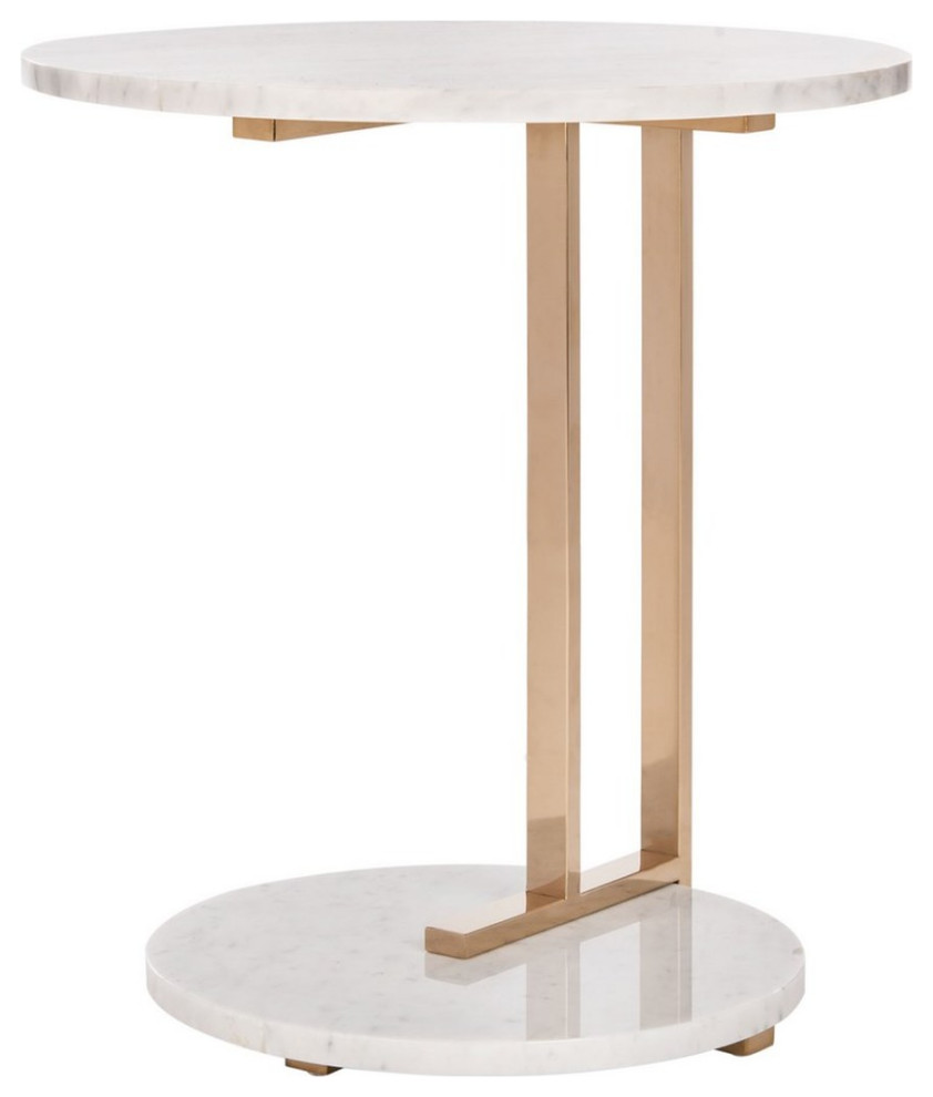 Basanti Marble End Table   Contemporary   Side Tables And End Tables   by Peachtree Fine Furniture  Houzz