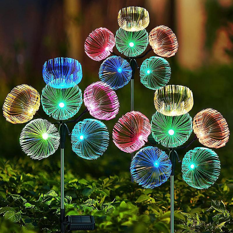 Solar Garden Lights， 2 Pcs Solar Outdoor Lights， 6 Heads Color Changing Jellyfish Garden Decoration， Ip65 Waterproof Auto On/off Garden Solar Lights F