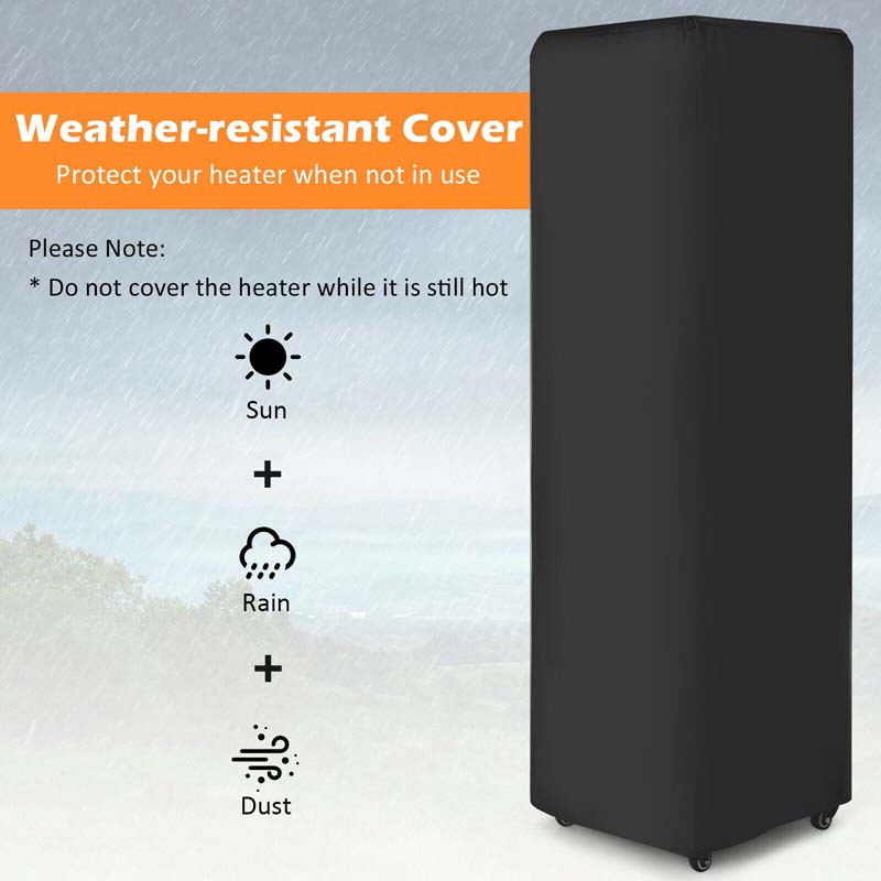 41000 BTU Propane Patio Heater with Lockable Wheels, Tempered Glass Tube, Waterproof Cover