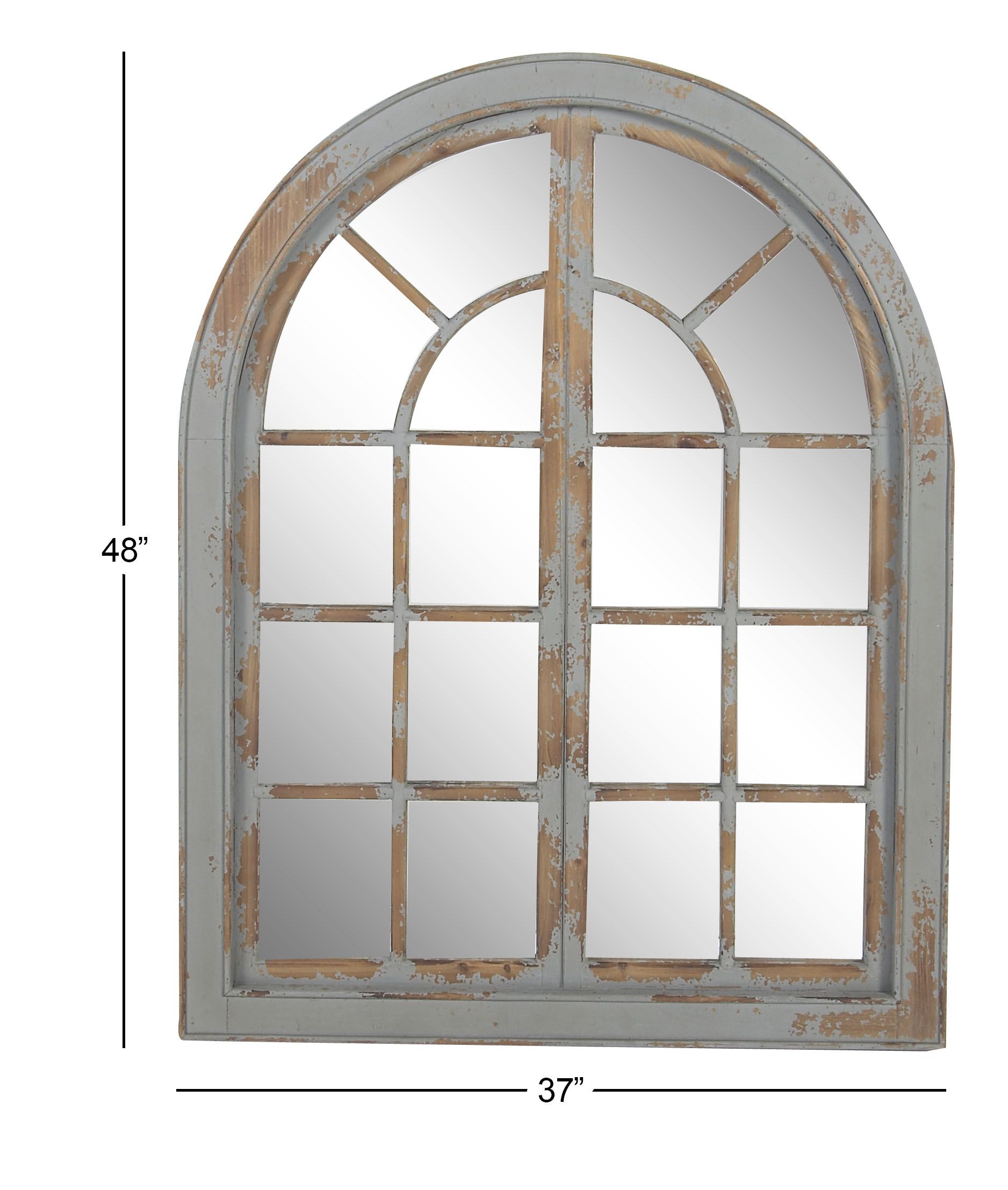 Grey Farmhouse Wood Wall Mirror 48 x 37