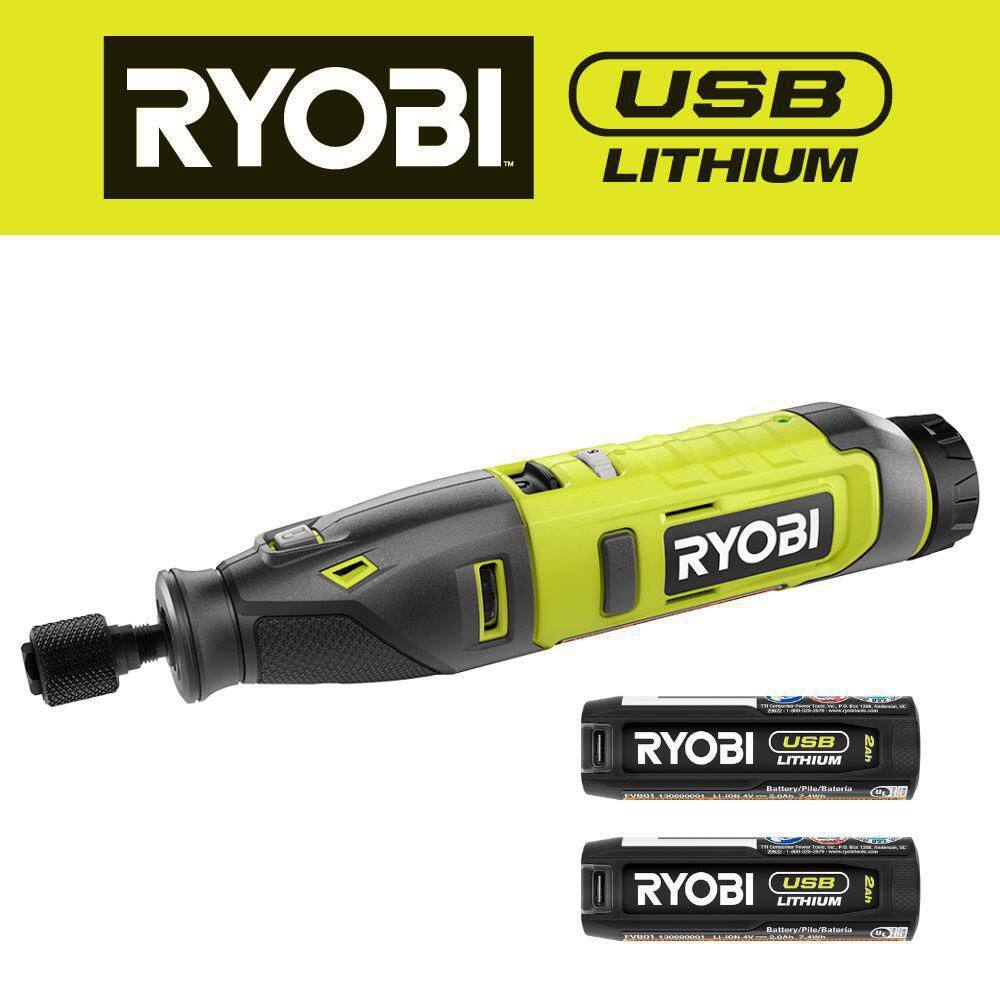 RYOBI USB Lithium Rotary Tool Kit and USB Lithium 2.0 Ah Lithium-ion Rechargeable Battery FVM51K-FVB01