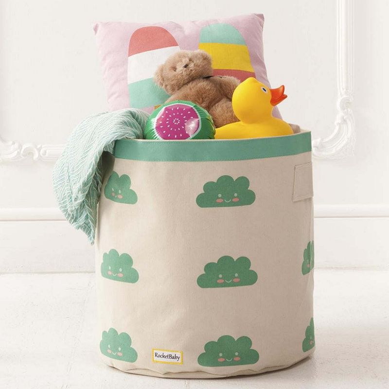 Cylindrical Cotton Canvas Storage Bin Fluffy the Cloud