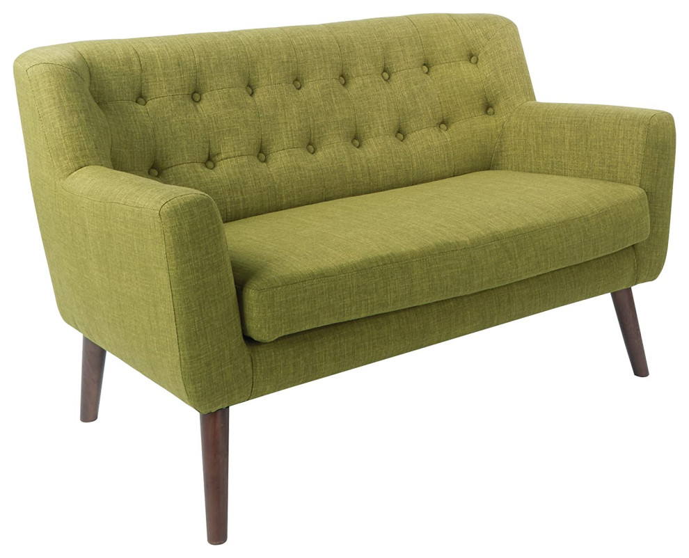 Mid Century Modern Loveseat  Angled Hardwood Legs  ampButton Tufted Back  Green   Midcentury   Loveseats   by Decor Love  Houzz