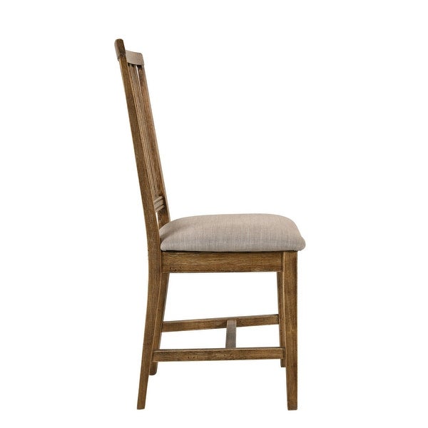 Wallace II Side Chair (Set-2)， Tan Linen and Weathered Oak (2Pc/1Ctn)， Padded Seat