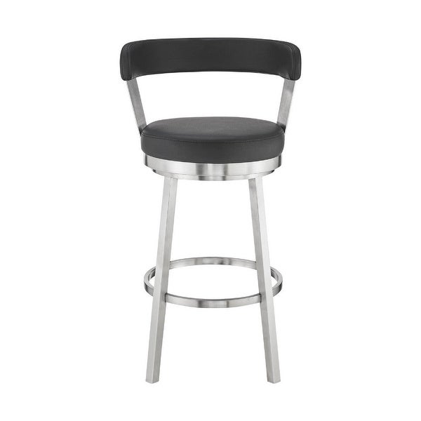 Swivel Counter Barstool with Curved Open Back and Metal Legs