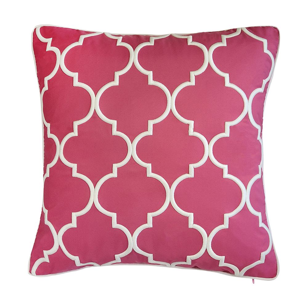 Edie@Home Indoor Outdoor Oversized Embroidered Quatrefoil Throw Pillow