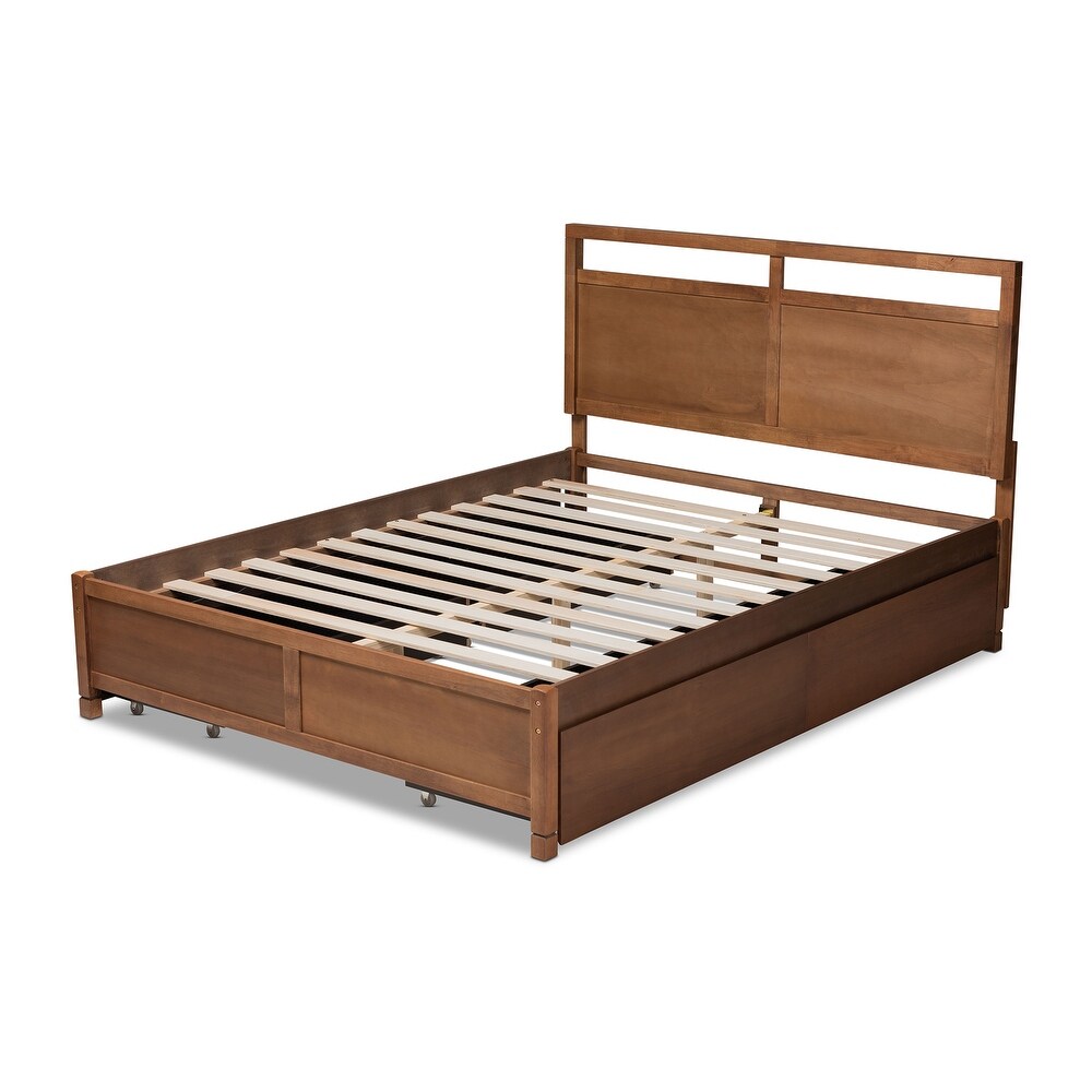 Saffron Modern   Contemporary 4 Drawer Storage Wood Platform Bed