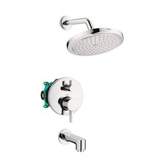 Hansgrohe Croma Pressure Balance TubShower Set with Rough 2.0 GPM in Chrome 04908000