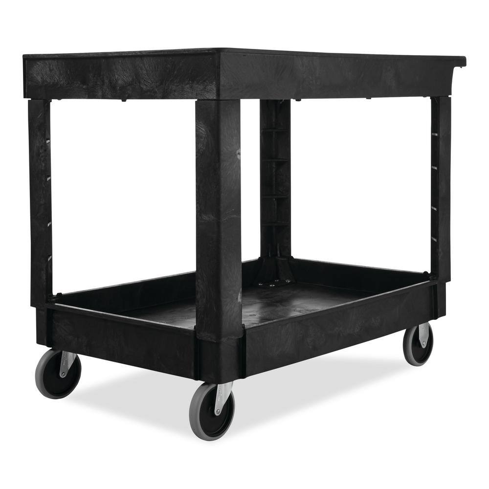 Rubbermaid Commercial Products 40 in. x 24 in. 2-Shelf Heavy Duty Utility Cart with 4 in. Casters RCP9T6700BLA