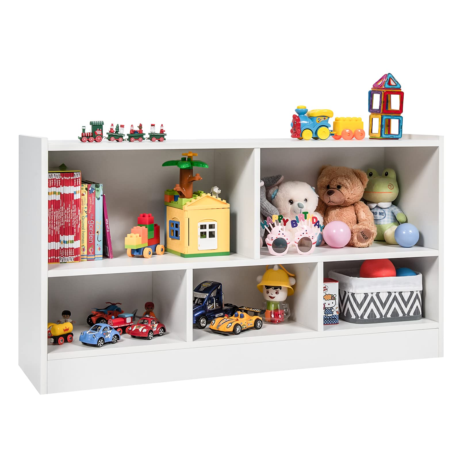 Costzon Wooden Bookshelf Daycare Furniture for Playroom, Kids Room, Nursery, Kindergarten