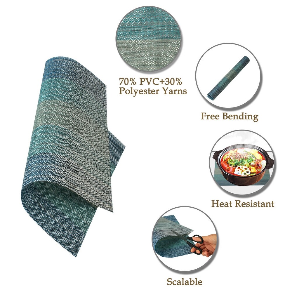 Washable Placemats Set of 6 Heat Cross Woven PVC Non Slip Mats