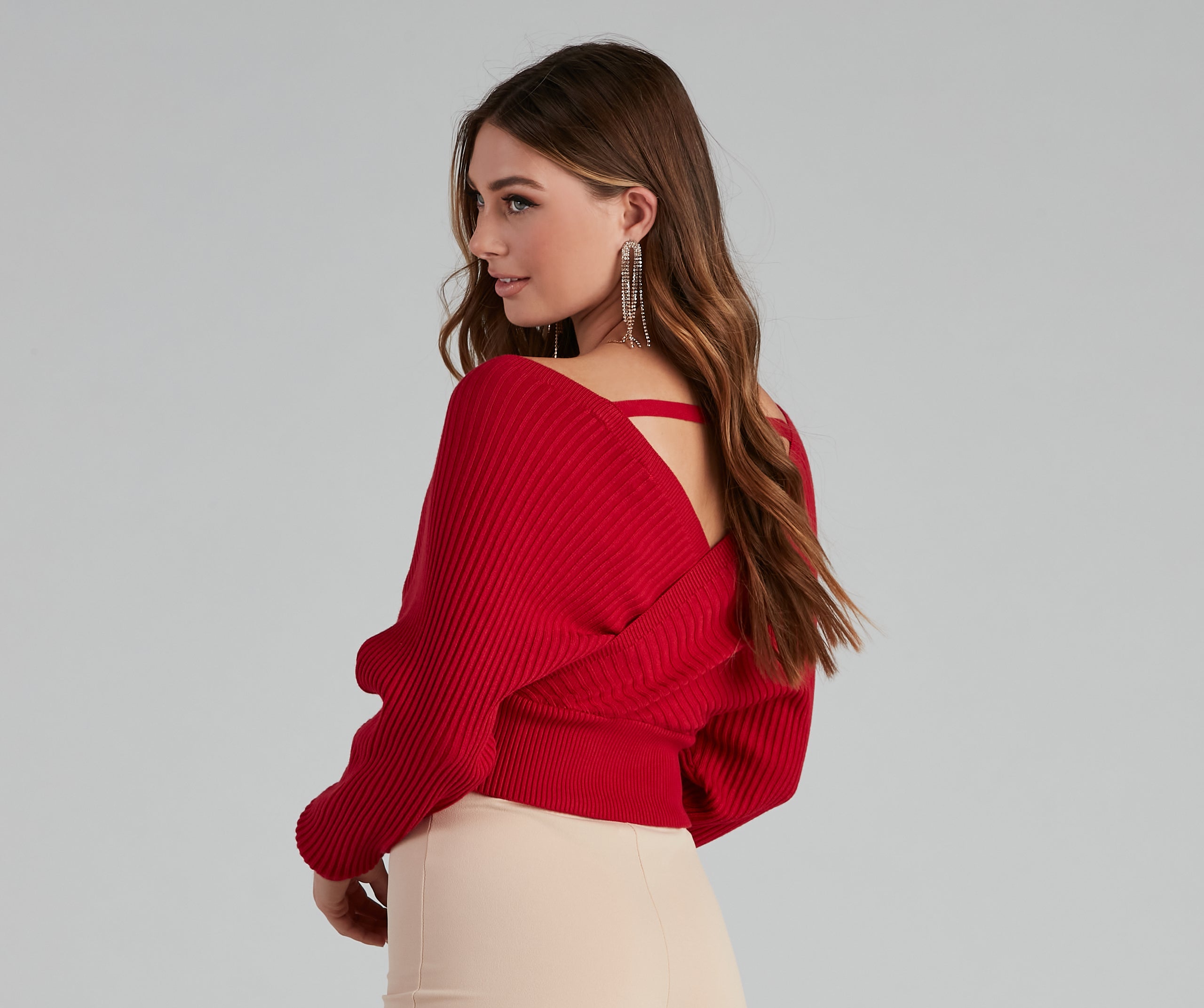 Doll It Up Open Back Ribbed Sweater