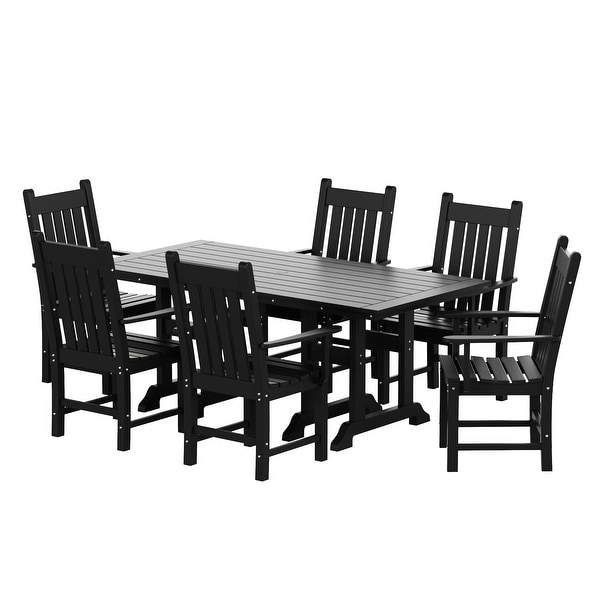 Polytrends Laguna Hdpe All Weather Outdoor Patio Dining Set with Rectangle Table，Arm Chairs (7Piece Set)