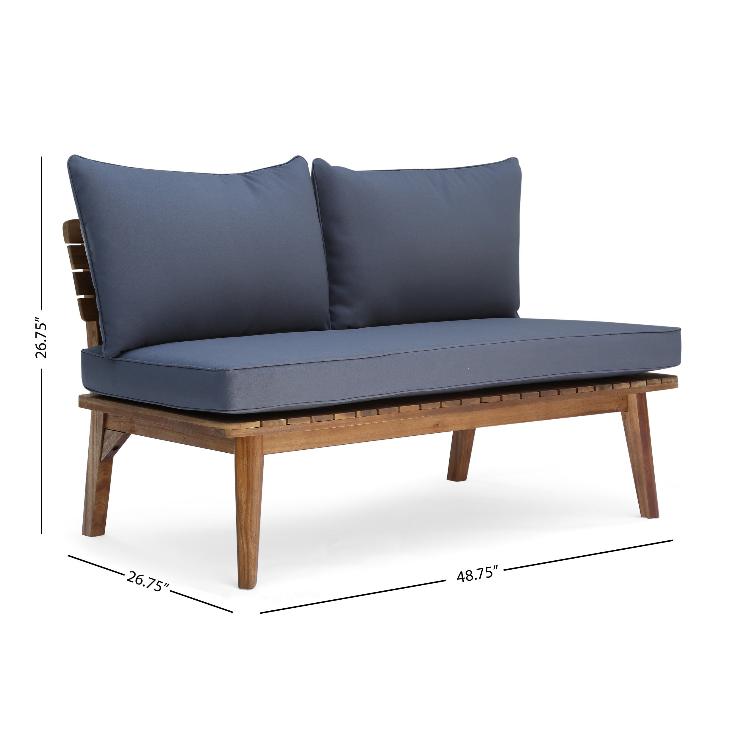 Boyle Outdoor Acacia Wood Loveseat