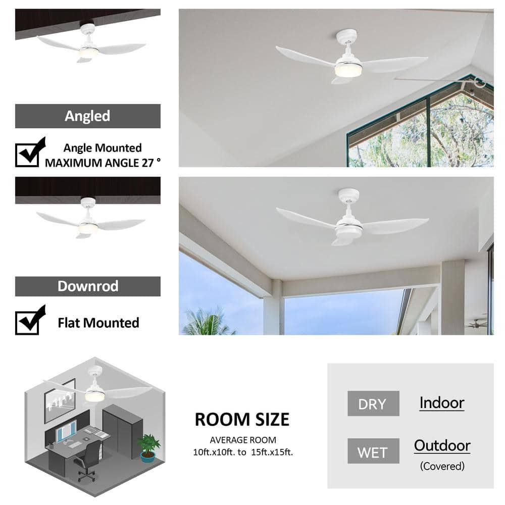 CARRO Daisy 45 in LED IndoorOutdoor White Smart Ceiling Fan Dimmable Light and Remote Works with AlexaGoogle HomeSiri