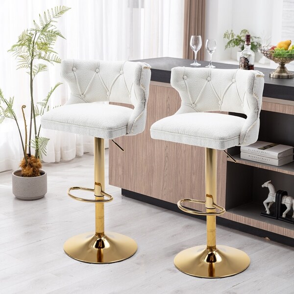 Bar Stools With Back and Footrest Counter Height Faux Leather 2PCS/SET