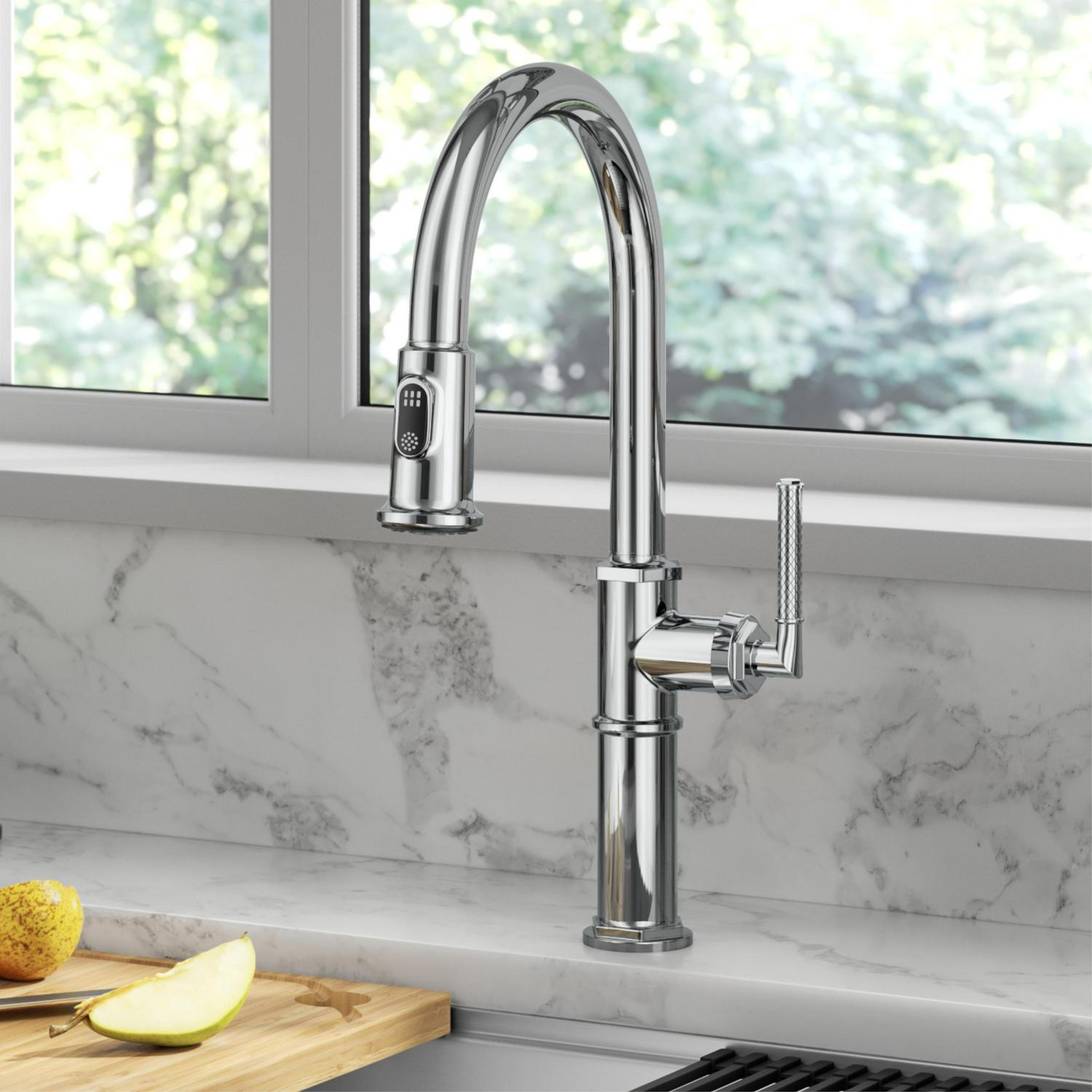 KRAUS Allyn Traditional Industrial Pull-Down Single Handle Kitchen Faucet in Chrome