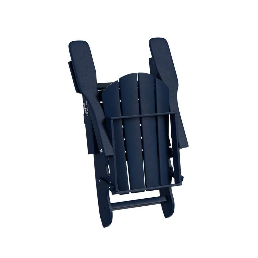 WESTIN OUTDOOR Luna Outdoor Poly Adirondack Chair Set with Side Table in Navy Blue