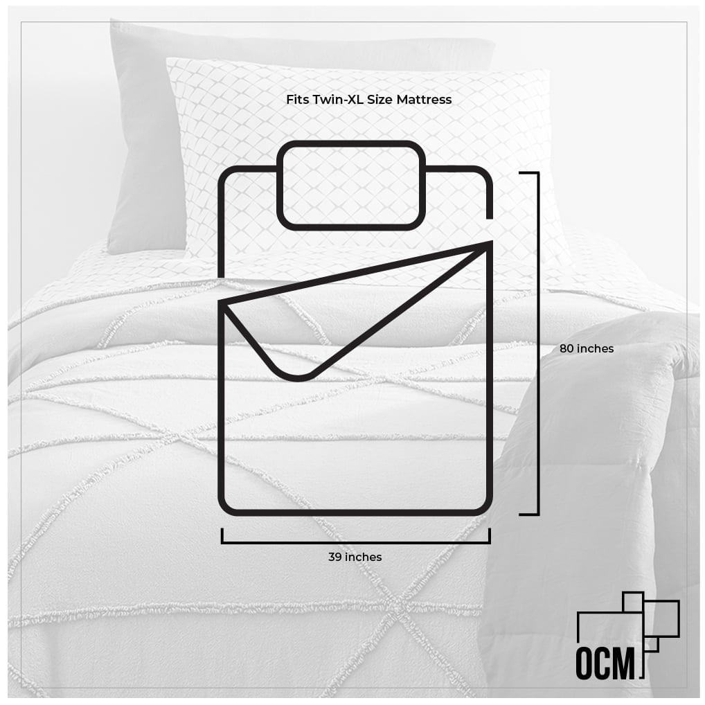 30-Piece OCM College Dorm Home Bundle in Kyla Gray， Twin XL Comforter， Sheets， Towels， Pillows， Storage， Lots of Extras