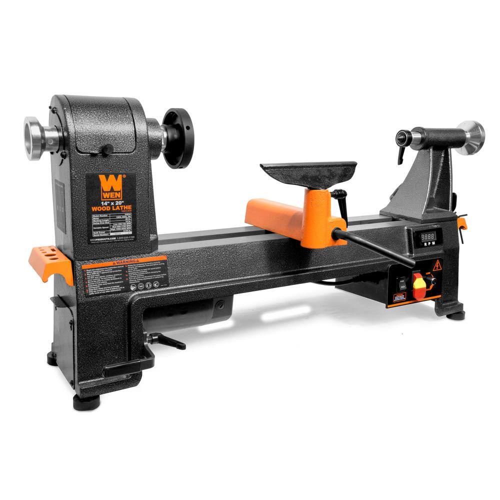 WEN 14 in. x 20 in. 6 Amp Variable Speed Benchtop Wood Lathe 34035