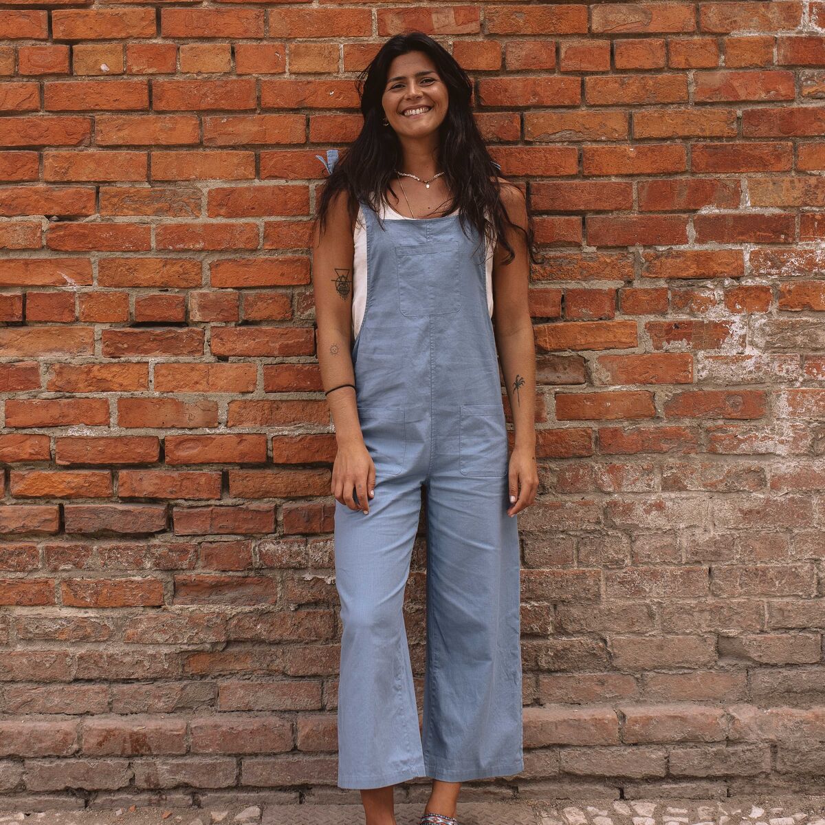 Carefree Hemp Dungarees - Blue Shadow