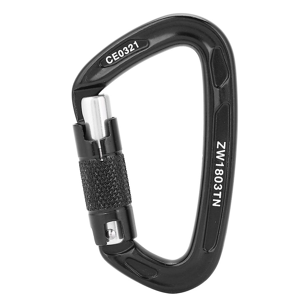 25kn Safety Lock D Buckle Outdoor Rock Climbing Rescue Carabiner Equipment (black)