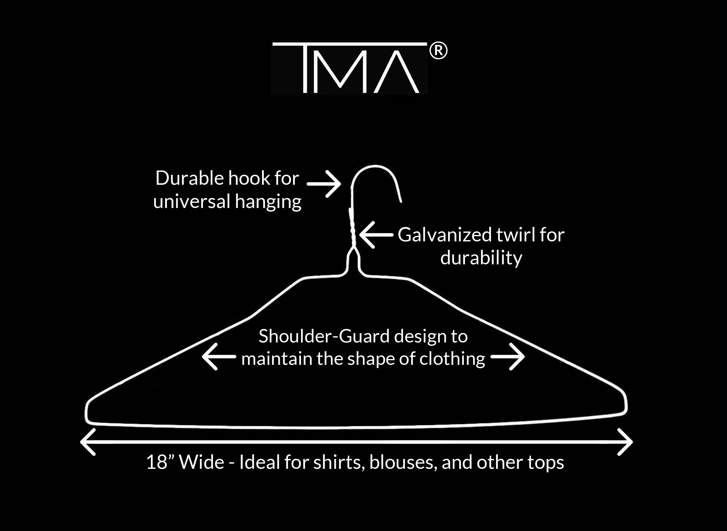 TMA Metal Wire Clothing Hangers in Bulk, 100 Pack, White