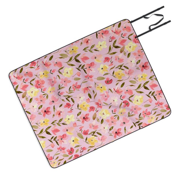 Ninola Design Fresh Flowers Pink Picnic Blanket Deny Designs